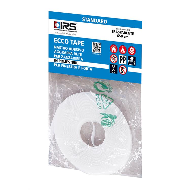 NASTRO ADESIVO IN VELCRO PER ZANZARIERA IRS ECCO TAPE 650 CM TRASPARENTE