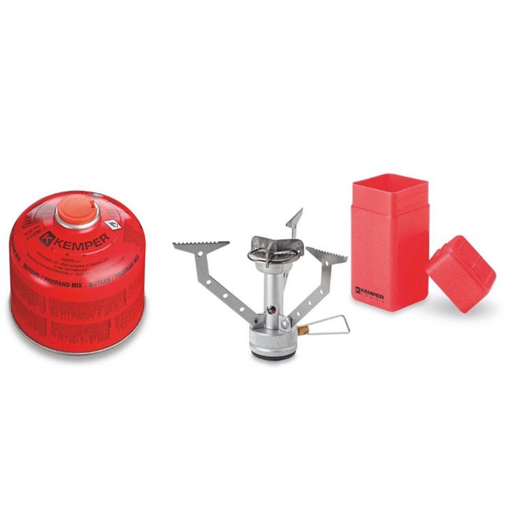 FORNELLO DA CAMPEGGIO A GAS CON CARTUCCIA GAS BUTANO-PROPANO KEMPER 230GR