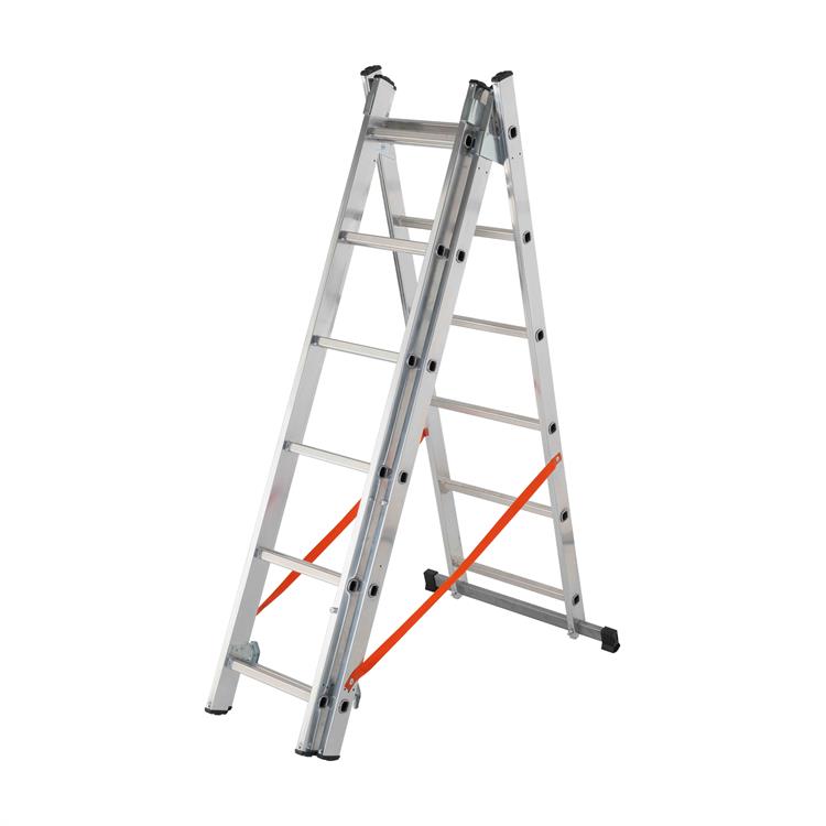 SCALA ALLUMINIO TRIPLA TRASFORMABILE - MODULA - 3X6 GRADINI