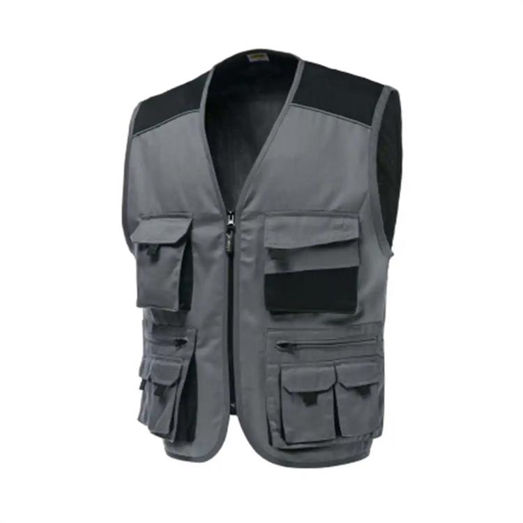 GILET MULTITASCA POLY/COTONE GRIGIO TAGLIA M
