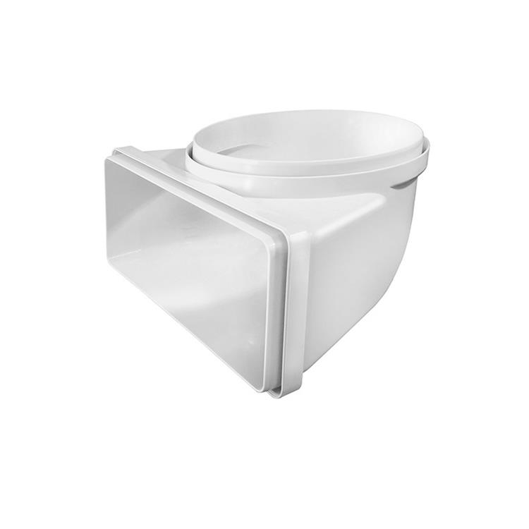 CURVA VERTICALE DA TUBO TONDO Ø125 MM A RETTANGOLARE 150X70 MM