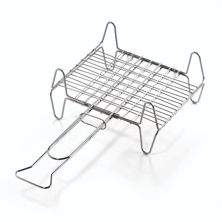 GRIGLIA PER BARBECUE - A RETE - GRATICOLA DOPPIA - CON PIEDINI - 22x27 CM