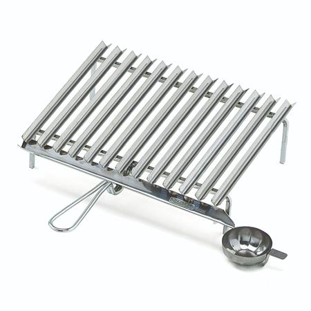 griglia per barbecue in acciaio inox con sistema di raccolta 40x35 cm