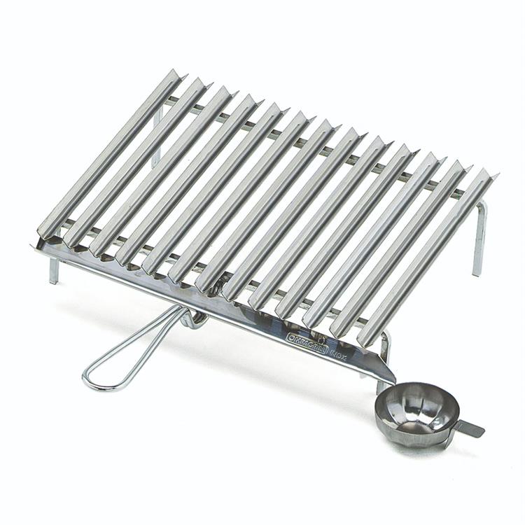 GRIGLIA PER BARBECUE IN ACCIAIO INOX CON RECUPERO GRASSI - 40x35 CM