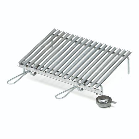 griglia per barbecue in acciaio inox con sistema di raccolta 60x40 cm