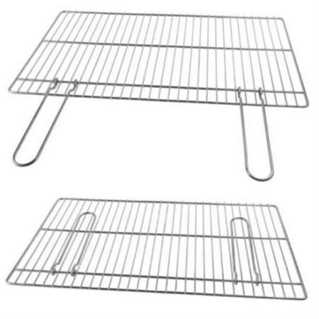 griglia graticola acciaio coppia certificata piedi manici pieghevoli barbecue 60x40cm