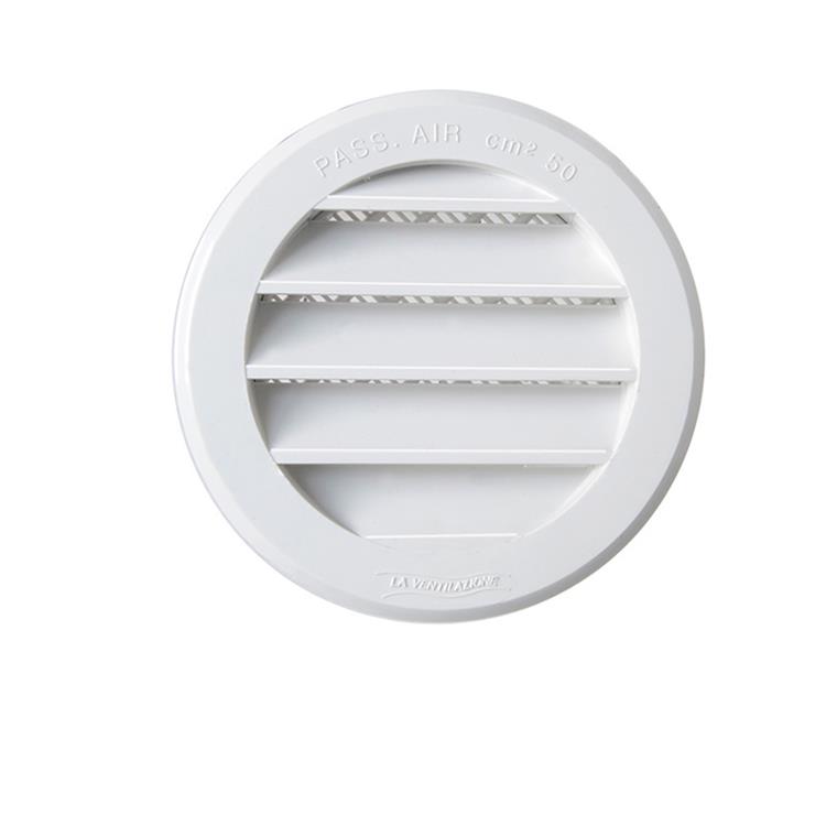 GRIGLIA DI AERAZIONE DA INCASSO CON RETE ANTINSETTI - Ø77 MM (ESTERNO Ø96 MM) - COLORE BIANCO