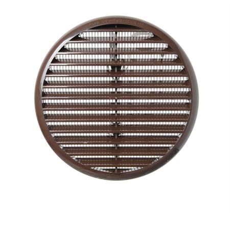 griglia di aerazione con molle e rete antinsetti universale diametro155 mm per fori da diametro80 a diametro125 mm marrone
