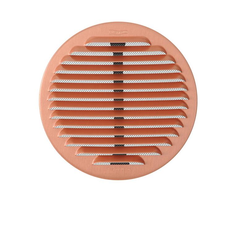 GRIGLIA DI AERAZIONE IN METALLO TONDA UNIVERSALE CON RETE ANTINSETTI E MOLLE - FORI DA Ø125 A 160 MM