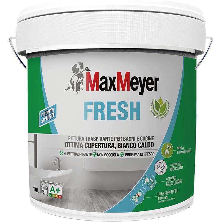 IDROPITTURA LAVABILE TRASPIRANTE FRESH A+ 10LT - BIANCO - MAXMEYER