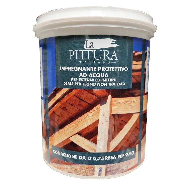 IMPREGNANTE ALL'ACQUA PER LEGNO NOCE SCURO LA PITTURA ITALIANA 750ML
