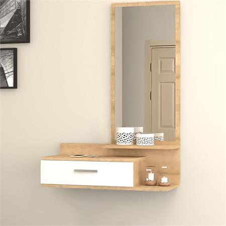 mobile ingresso con specchio joy rovere e bianco