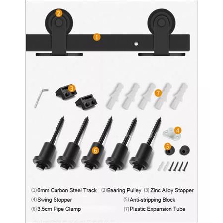 kit binario porta scorrevole 200 cm nero