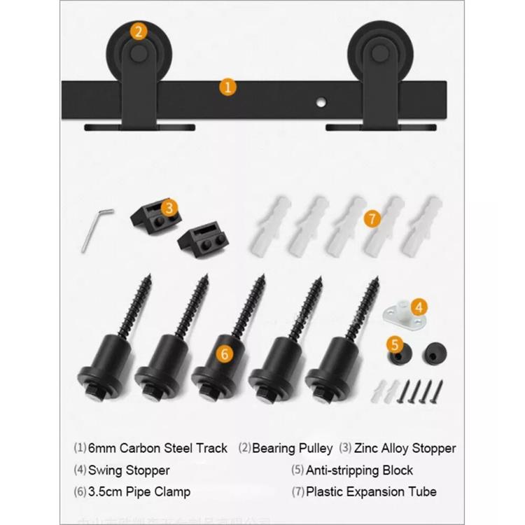 KIT BINARIO PORTA SCORREVOLE 200CM - NERO - PER PORTA 96X220H