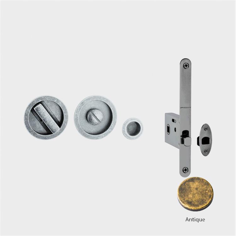 KIT MANIGLIA PER PORTA SCORREVOLE CON SERRATURA - BRONZO ANTICATO