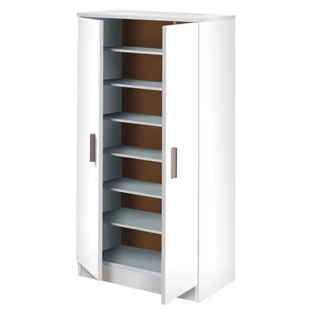 armadio scarpiera 2 ante 6 ripiani 55x36x108 bianco