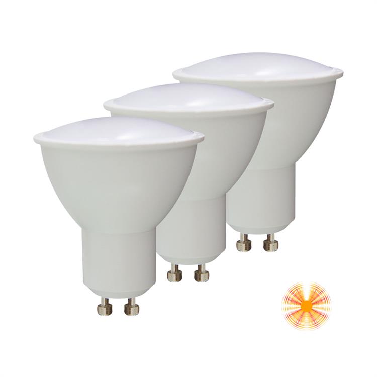 LAMPADINA GU10 LED - 3000K 8W - PACK 3 PEZZI