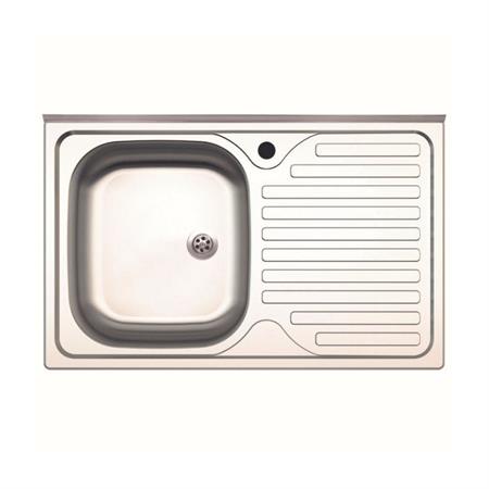 lavello cucina 1 vasca da appoggio 80cm gocciolatoio destro