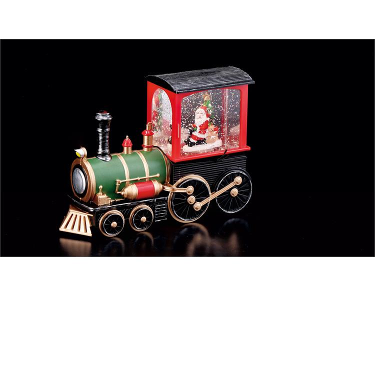 Paesaggio invernale in plastica da interno con 17 LED, movimento e musica (funzionamento a pila 3AA x 1,5V)diam. cm. 23,5 x h. cm. 28