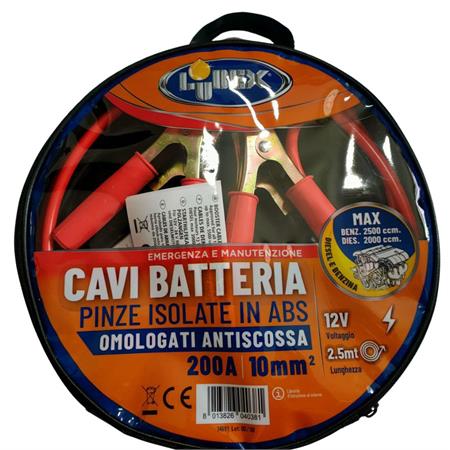 cavi avviamento auto lubex sezione 10mm 250cm