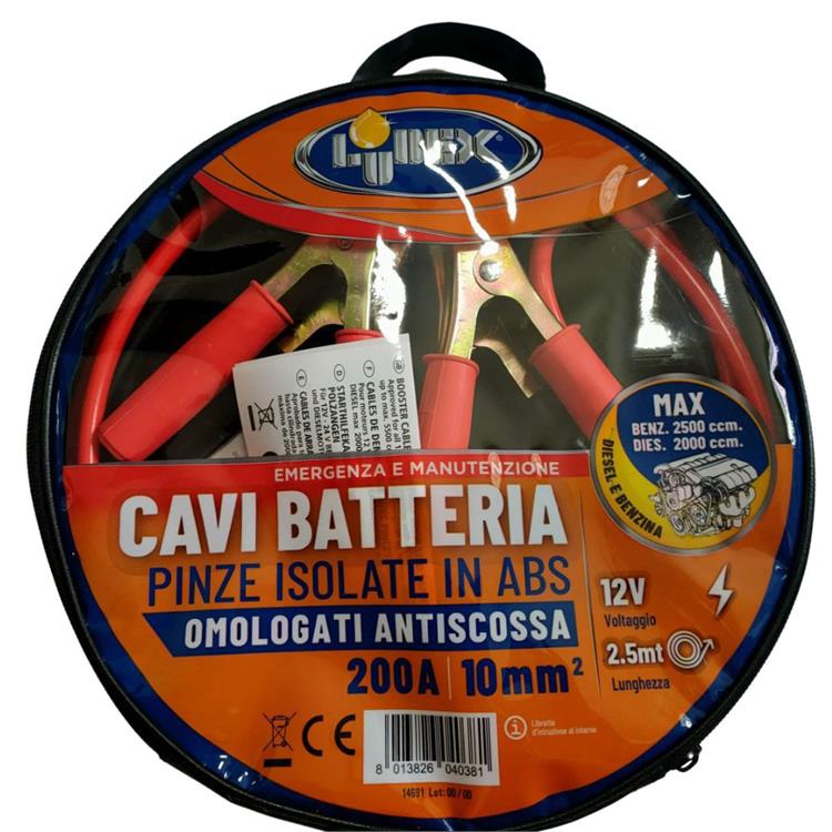 CAVI AVVIAMENTO AUTO LUBEX SEZIONE 10mm - 250cm