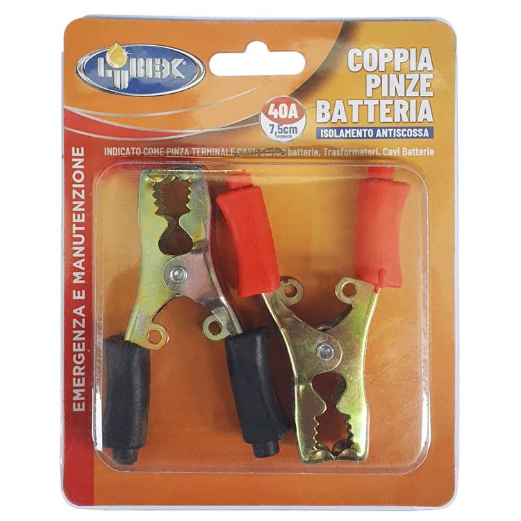 PINZE BATTERIA AUTO 40A 7,5cm CON ISOLAMENTO ANTISCOSSA LUBEX