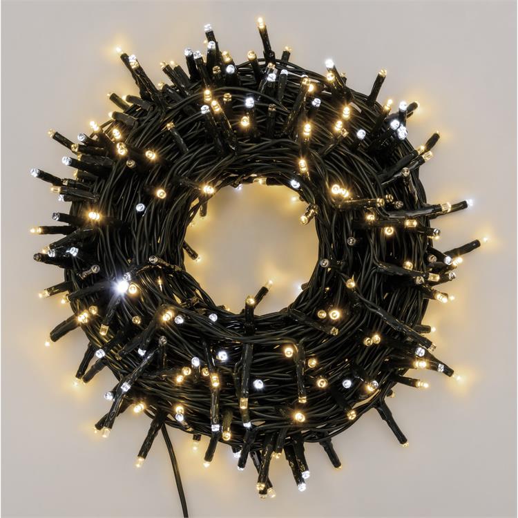 LUCI LED PER ALBERI DI NATALE ESTERNO INTERNO 300 LED BIANCO CALDO 18MT