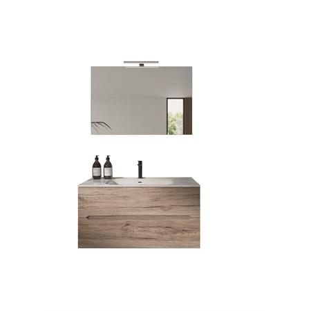 mobile bagno sospeso 90cm con lavabo luce led e specchiera