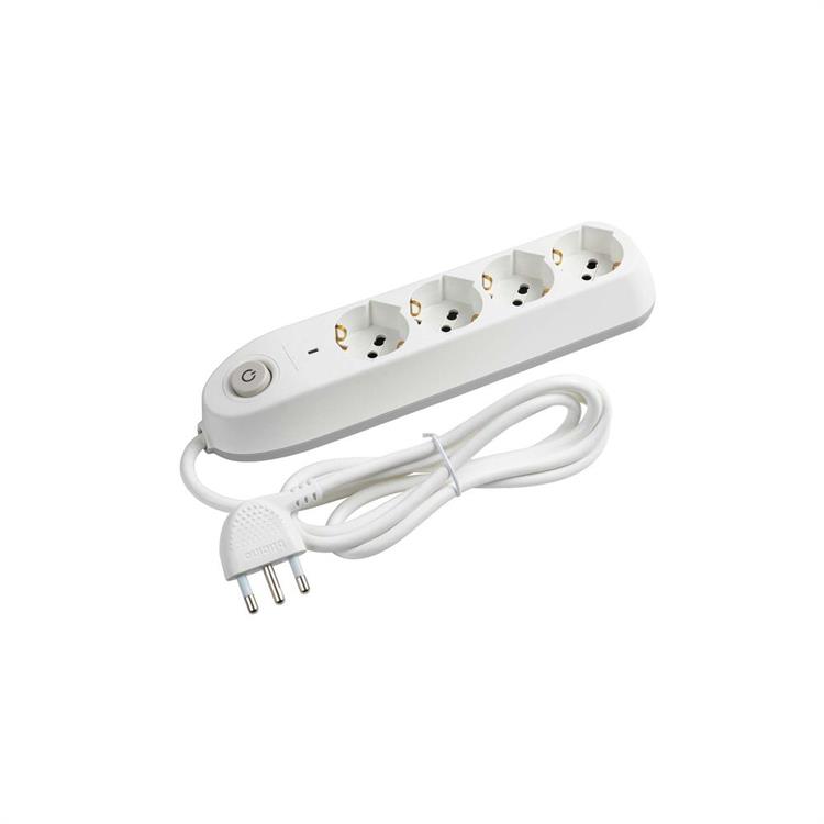 CIABATTA ELETTRICA BTICINO POKER 4 PRESE CON INTERRUTTORE SALVAFULMINE BIANCA