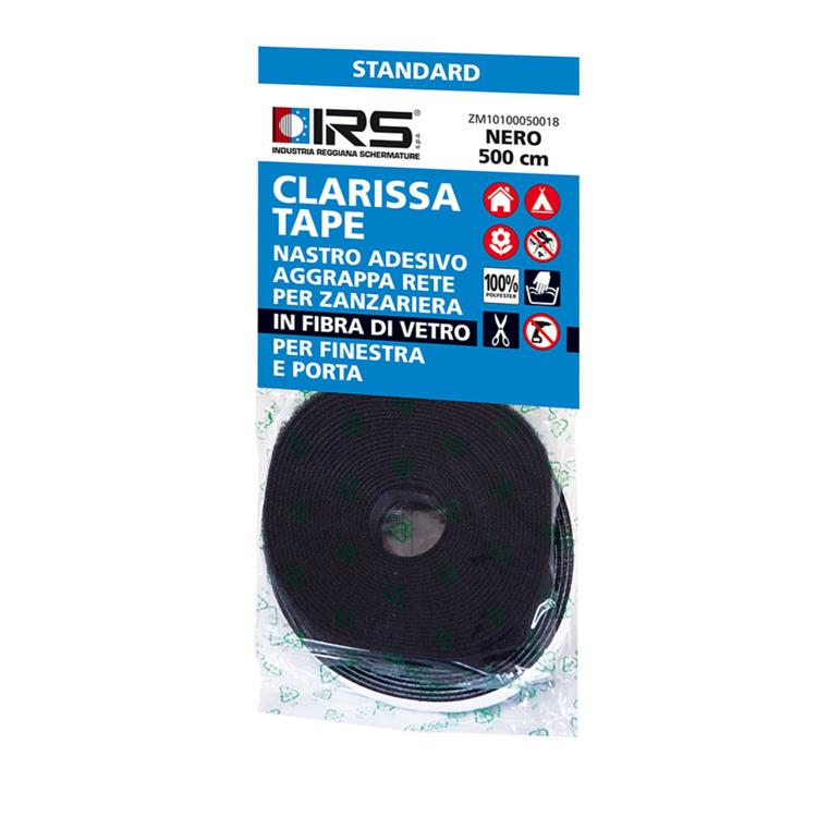 NASTRO ADESIVO IN VELCRO PER ZANZARIERA IRS CLARISSA TAPE 500 CM NERO