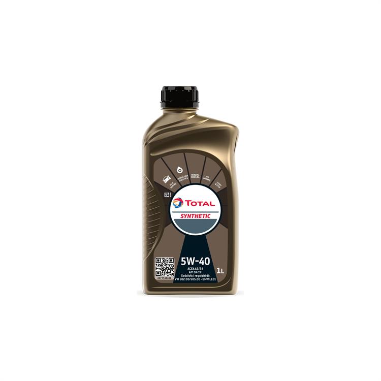 OLIO MOTORE 5W40 - TOTAL SYNTHETIC - 1 LT - MOTORI BENZINA, DIESEL, GPL, METANO