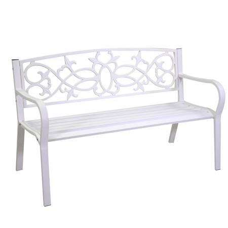 panchina da giardino pavia in metallo bianco 124x57x78 vacchetti