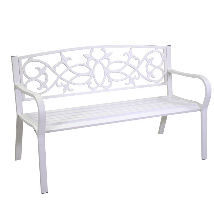 PANCHINA DA GIARDINO IN METALLO PAVIA - BIANCO - 124x57x78