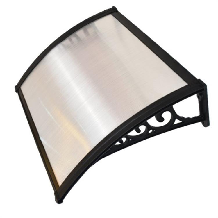 Pensilina per esterno NAXOS in policarbonato alveolare TRASPARENTE con BRACCETTO NERO 100X60CM