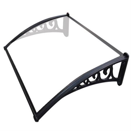 pensilina esterno naxos policarbonato compatto trasparente braccetto nero 100x80