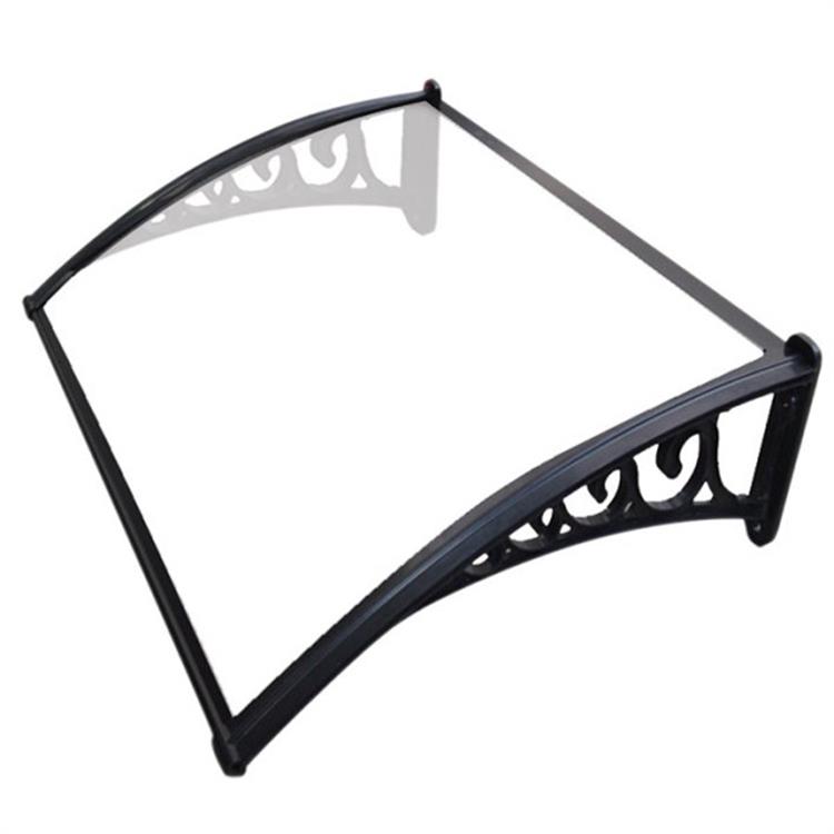 Pensilina per esterno NAXOS in policarbonato compatto TRASPARENTE con BRACCETTO NERO 100X80CM