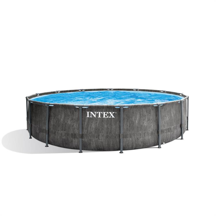 PISCINA FUORITERRA INTEX PRISMA FRAME GREYWOOD 457x457x122 ACCIAIO ROTONDA