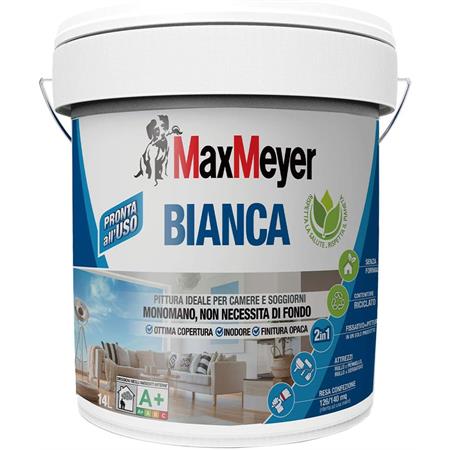 pittura lavabile per interni 2 in 1 bianca monomano 14 lt maxmeyer