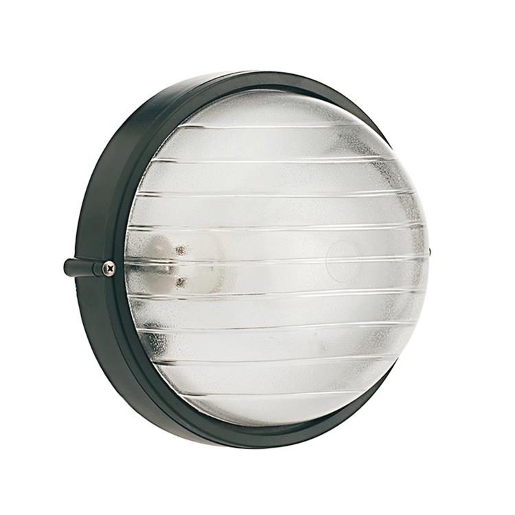 PLAFONIERA DA ESTERNO PICCOLA - INDUSTRIALE TONDA - E27 - NERO