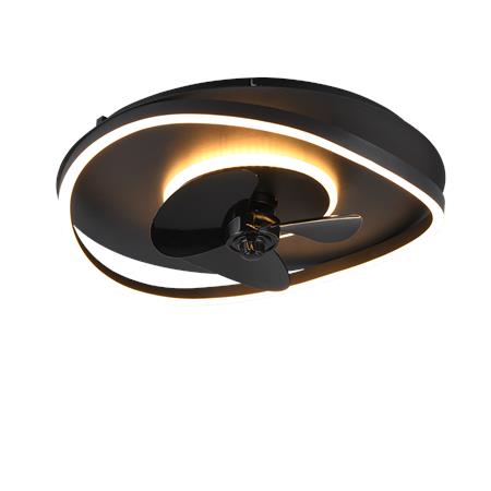 plafoniera ventilatore led sortland onda nero opaco