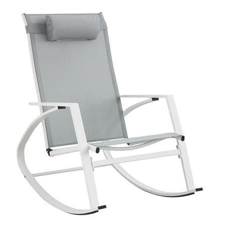 poltrona a dondolo da giardino con poggiatesta demid bianco