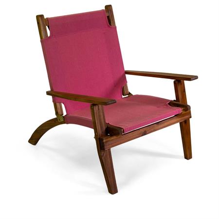 poltrona da giardino in legno diane con tessuto rosso