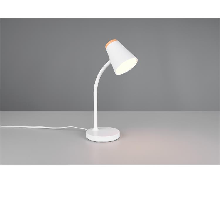 LAMPADA DA STUDIO LED BIANCA CON BASE - BRACCIO FLESSIBILE - H36 CM - 500 LUMEN - 3000K - PONGO