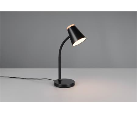 lampada da studio led nera con base e braccio flessibile h36 cm 500 lumen 3000k pongo