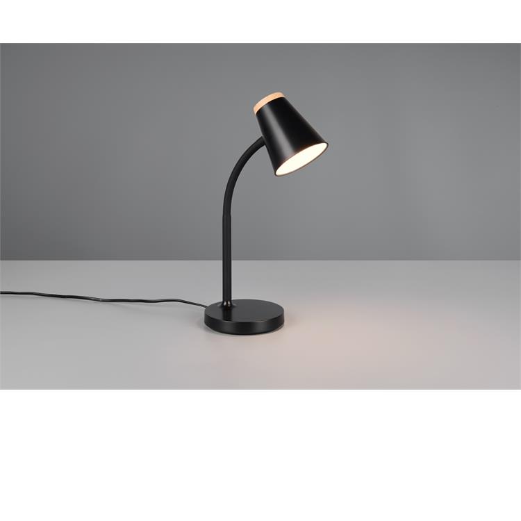 LAMPADA DA STUDIO LED NERA CON BASE - BRACCIO FLESSIBILE - H36 CM - 500 LUMEN - 3000K - PONGO