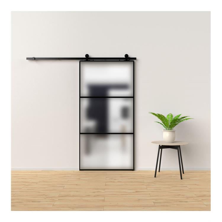 PORTA SCORREVOLE CON VETRO SATINATO - 3 SEZIONI - CORNICE NERA