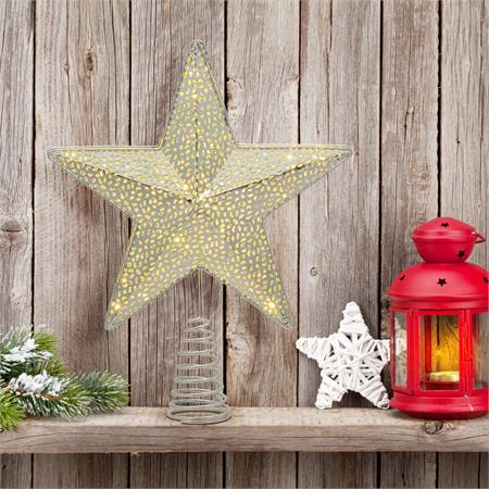 puntale stella diametro 25 cm con 23 microled a batteria bianco caldo per albero di natale