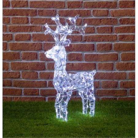 renna natalizia luminosa 3d 70 cm con cristalli in acrilico 100 led bianco freddo