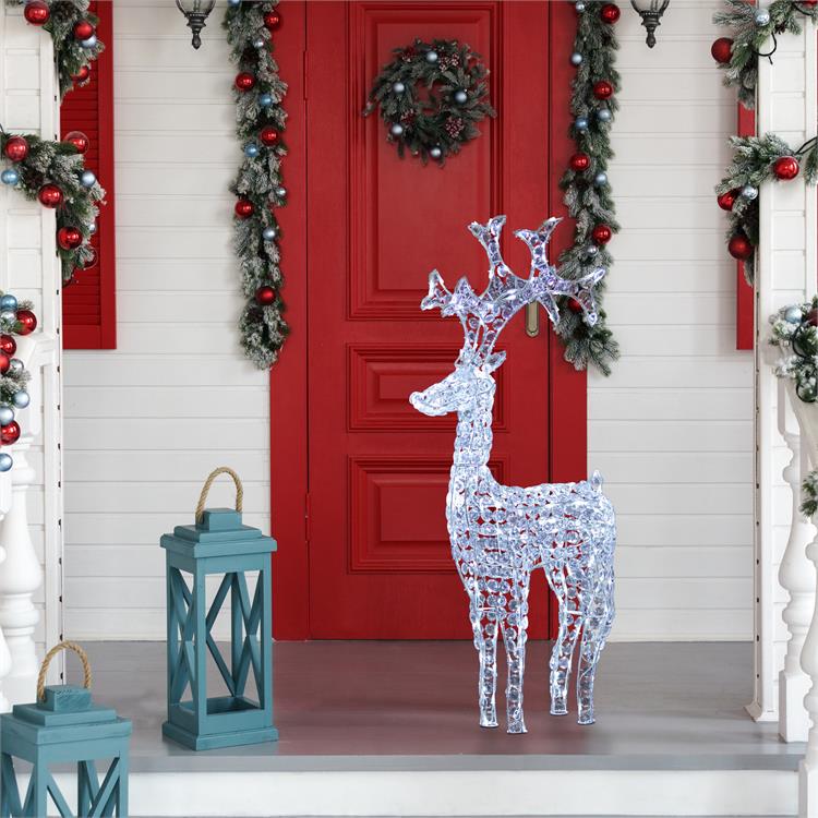 RENNA NATALIZIA LUMINOSA 3D H120CM- 250 LED - CRISTALLI IN ACRILICO - LUCE BIANCO FREDDO