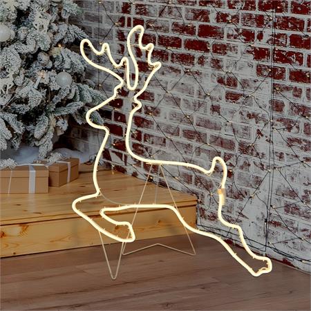 renna natalizia luminosa galoppante 2d c smd neon 480 led h85 cm